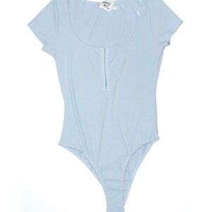 Princess Polly Sky Blue Ribbed Bodysuit